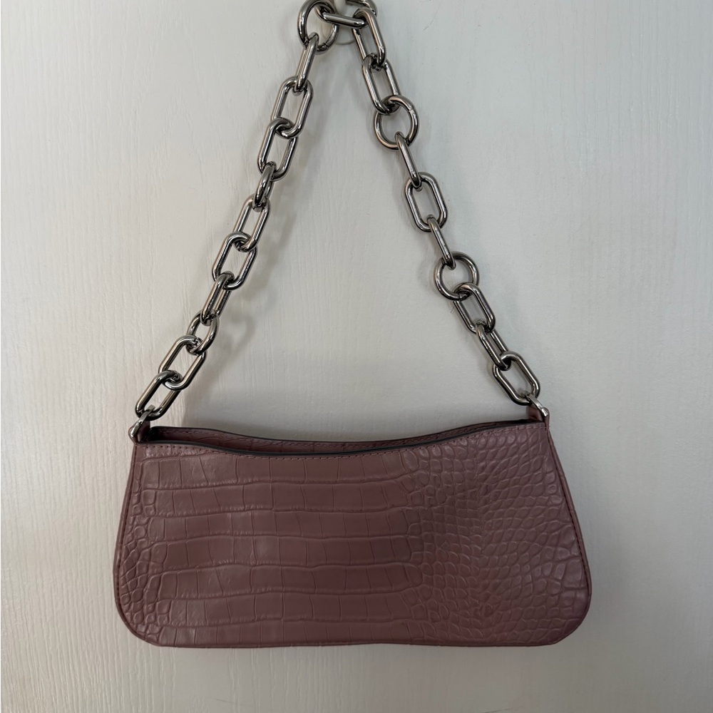 Crocodile-Embossed Mauve Bag